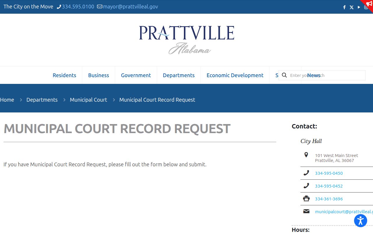 Autauga County bench warrant documentation through Prattville Municipal Court records