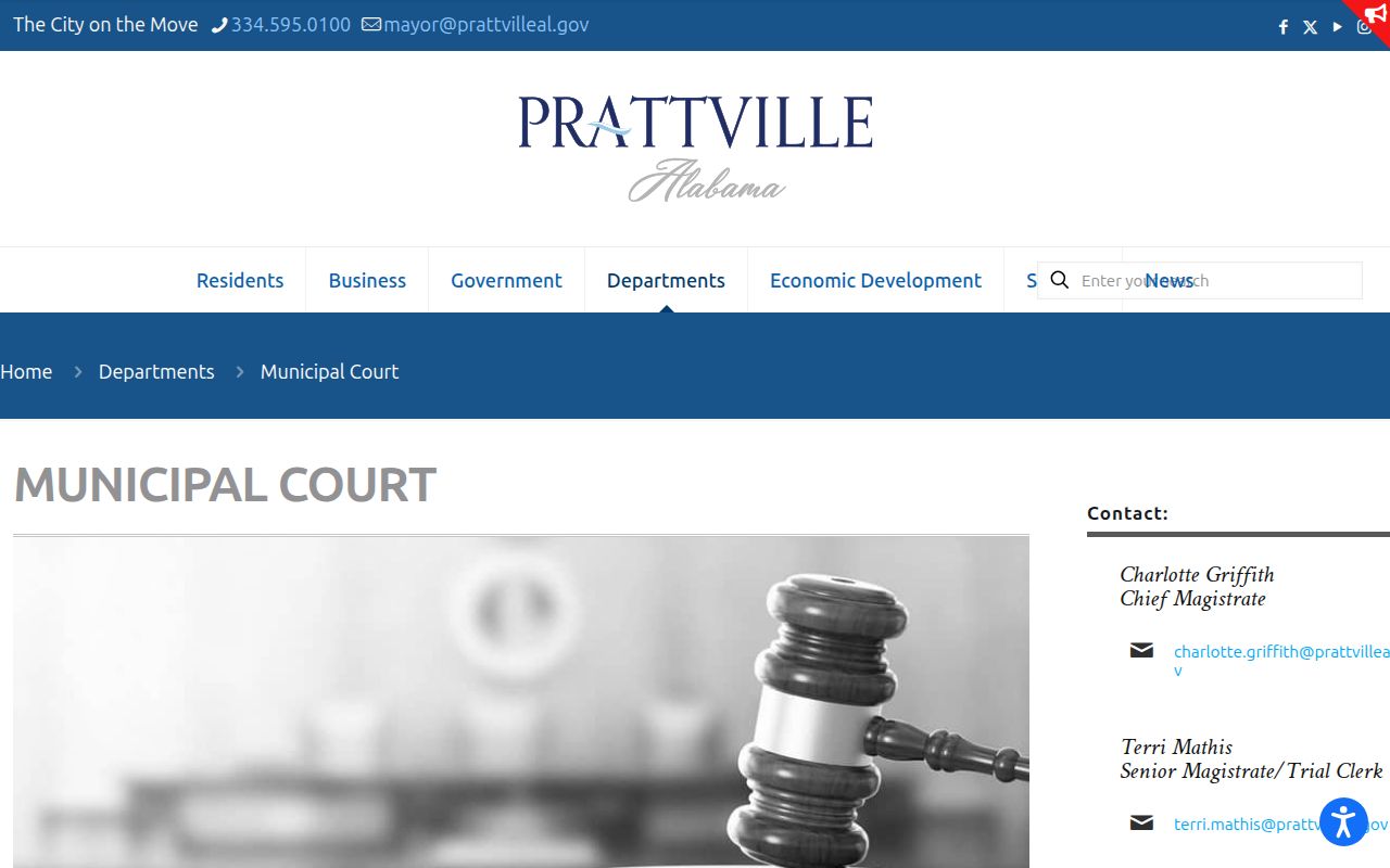 Autauga County bench warrant route through Prattville Municipal Court