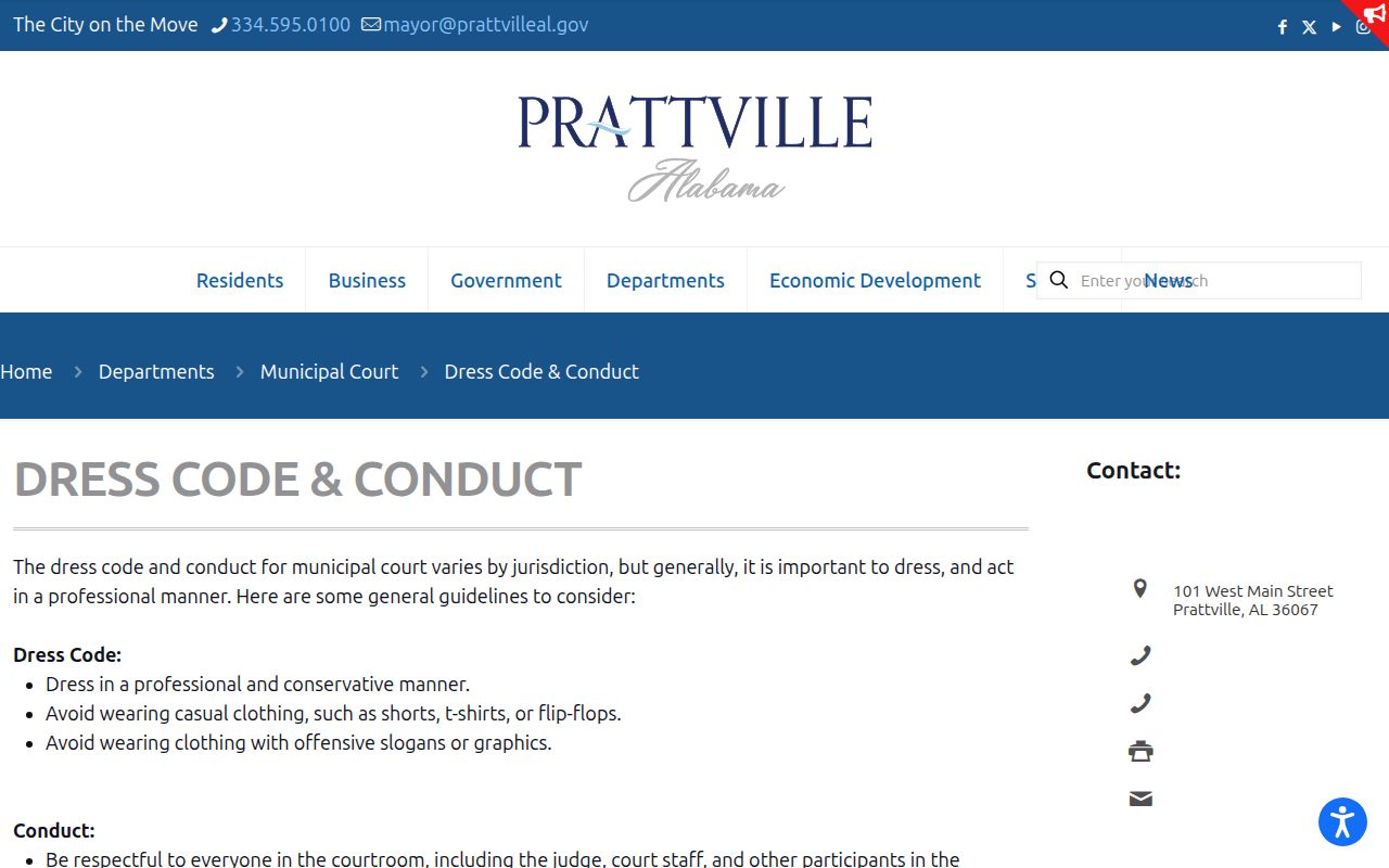 Autauga County arrest warrant court appearance rules at Prattville Municipal Court