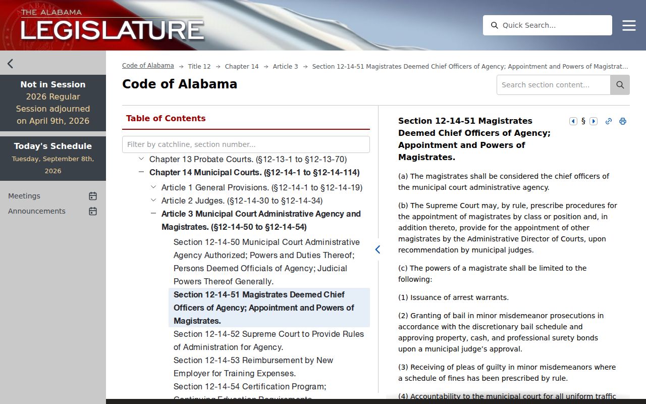 Autauga County traffic warrant context from Alabama municipal magistrate law