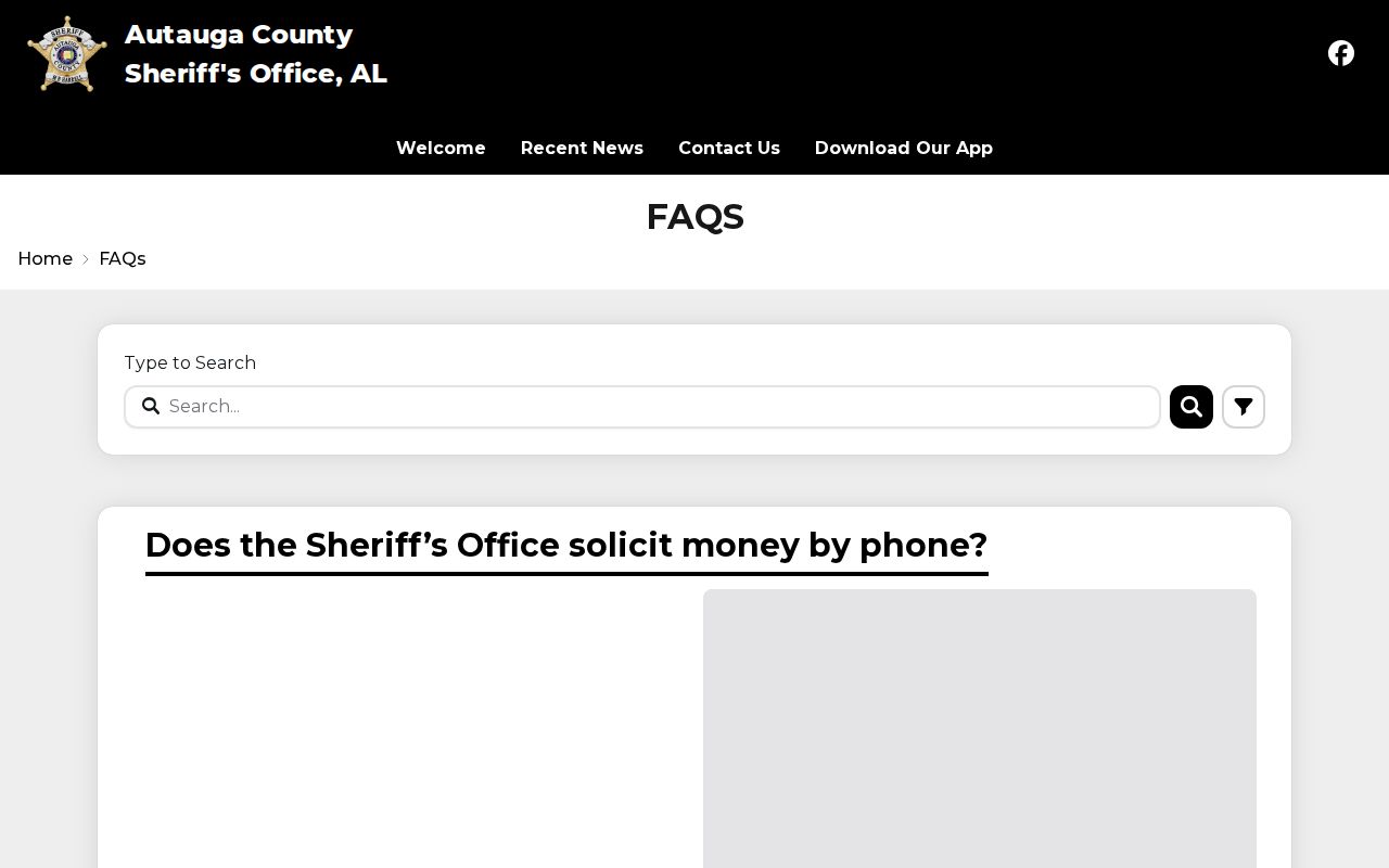 Autauga County warrant records guidance on the Sheriff FAQ
