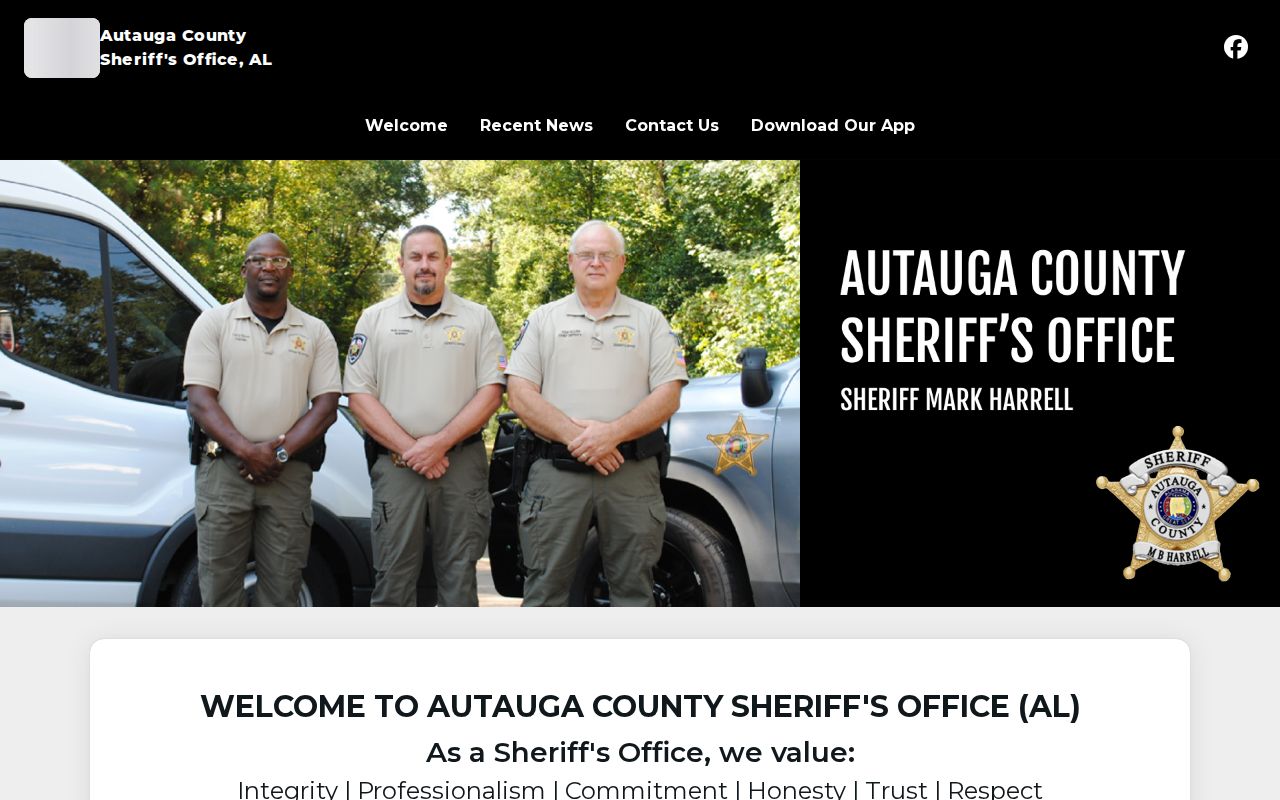 Autauga County warrant service information on the Sheriff homepage